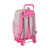 Mochila Escolar con Ruedas 905 Smiley World Garden Blanco Rosa