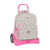 Mochila Escolar con Ruedas Evolution Smiley World Garden Blanco Rosa