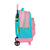 Mochila Escolar con Ruedas Compact Benetton Color Block Amarillo Rosa Turquesa