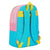 Mochila Escolar Benetton Color Block Amarillo Rosa Turquesa