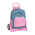 Mochila Escolar con Ruedas Evolution Benetton Blooming Rosa