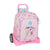 Mochila Escolar con Ruedas Evolution Glow Lab Best Friends Rosa