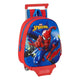 Mochila Escolar 3D con Ruedas Spiderman Azul Rojo