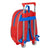 Mochila Escolar 3D con Ruedas Spiderman Azul Rojo