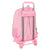 Mochila Escolar con Ruedas Benetton Vichy Rosa (30 x 46 x 14 cm)