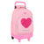 Mochila Escolar con Ruedas Safta Love Yourself Rosa (33 x 45 x 22 cm)