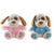 Peluche DKD Home Decor Azul Rosa Poliéster Perro (2 pcs) (20 x 20 x 30 cm)