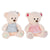 Oso de Peluche DKD Home Decor Beige Rosa Poliéster Verde Infantil Oso (2 Unidades)